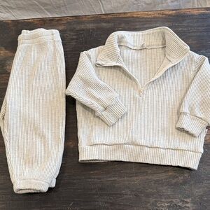 at noon kids half zip waffle top and jogger pants set